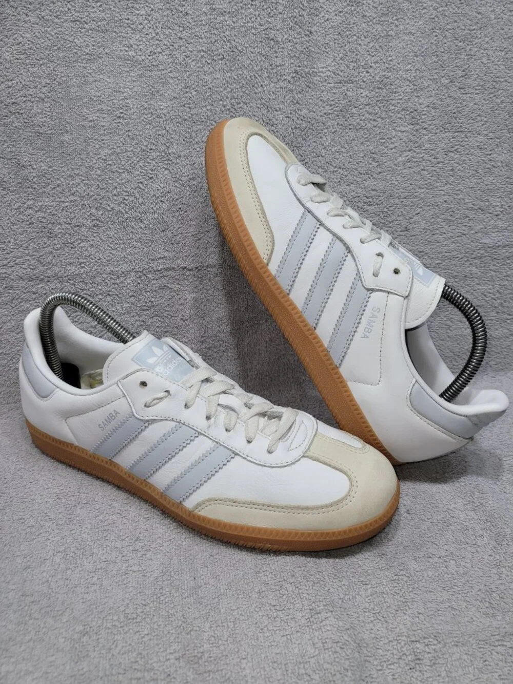 Adidas Samba OG Cloud White Halo Blue Tan Shoes IE0877 Women's/Ladies Size 9.5